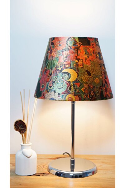 retro home design Krom Ayak Gece Yarısı Konik Şapkalı Masa Lambası 1 Adet Aba...