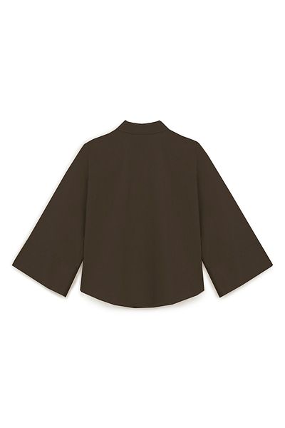 praye Wide Sleeve Brown Basic Shirt