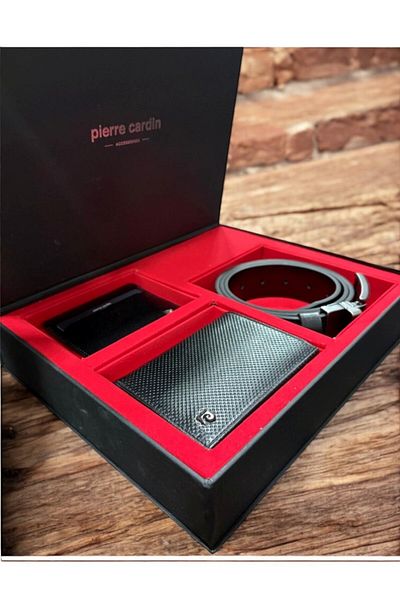 Pierre Cardin Set of 3 Patterned - Belt & Wallet & Card Holder with Box