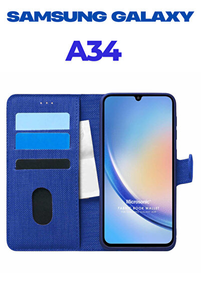 UPEKA Samsung Galaxy A34 Kılıf Kumaş Desenli Cüzdanlı Standlı Kapaklı Kılıf