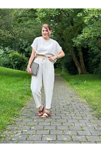 Paw Garage Women's Heleni Muslin Fabric Bottom Top Set