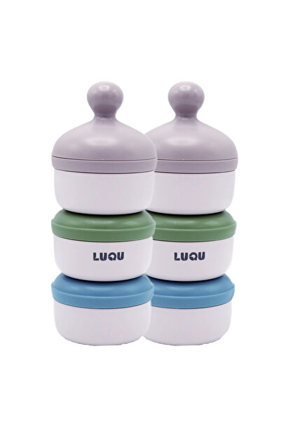 LUQU BABY علبة حليب مجفف 3 طبقات - أزرق - عبوة من قطعتين