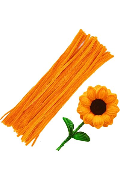 Hobialem 25'li Turuncu Renkli Şönil, Eğitici Şönil Seti, Tüylü Tel, 30 cm, Pe...