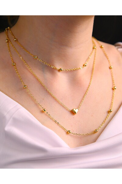MARCİELO Accessories أناقة عصرية مع سلسلة كروية فولاذية وقلادة ذهبية اللون بت...