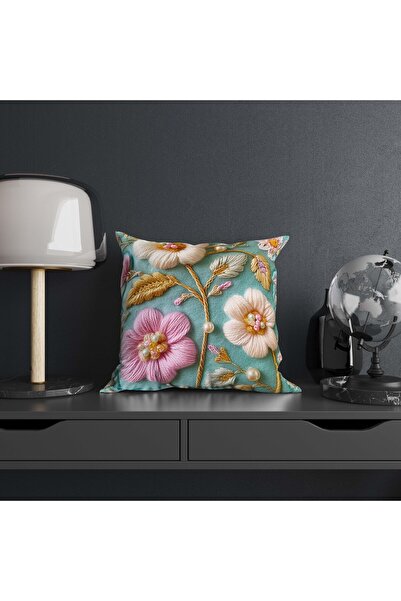 Şah Dekor Obliečka na vankúš - 4-dielny luxusný zamat ružovo-modrej farby s digitálnym povrchom na dvore