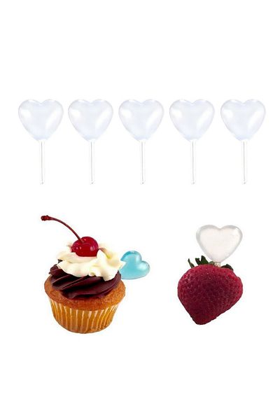 adin tasarım Heart Candy Dropper - 6 Pieces Cupcake Cake Dessert Ice Cream Filler Tube Sauce Bowl Marmalade