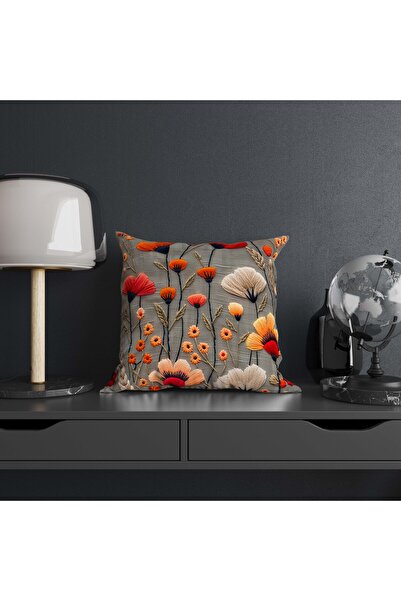 Şah Dekor 4-Pack Throw Pillow in Yellow Gray Colors, Luxury Velvet Pillowcase Punch Embroidery Pattern Digital Printing