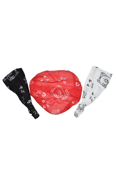 artıbir bodrum Bandana elastică cu parașuta Set de 3 bandane cu model de pisici