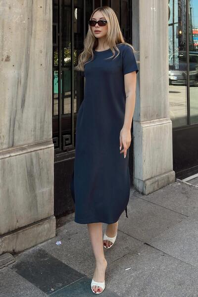 Swist Γυναικείο φόρεμα με κοντό μανίκι με καπνιστή λαιμόκοψη