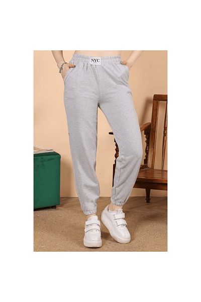 DoQuN The Elegance of Comfort Style Gray Elastic Leg Sweatpants