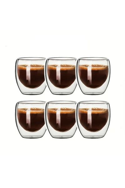 Generic Set of 6 Double Layer Borosilicate Glass Tea Coffee Cup Espresso Cup Hot and Cold Drinks Cup 80ml