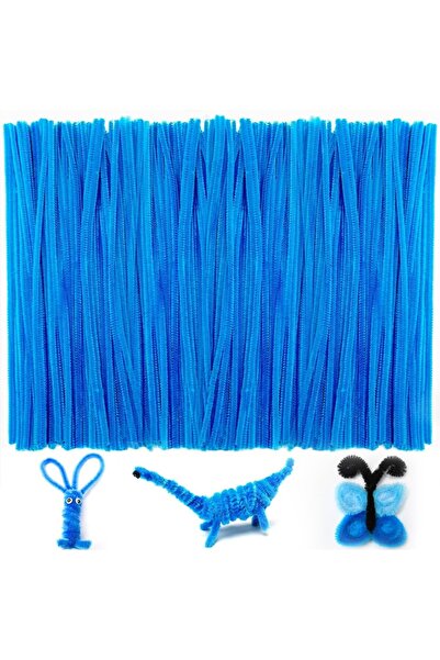 Hobialem 25'li Mavi Renkli Şönil, Eğitici Şönil Seti, Tüylü Tel, 30 cm, Peluş...