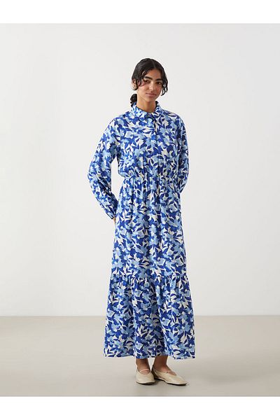 LC Waikiki Rochie de damă cu imprimeu cu guler de cămașă modestă LCW