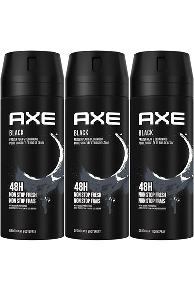 Axe بخاخ للجسم للرجال باللون الأسود 150 مل × 3