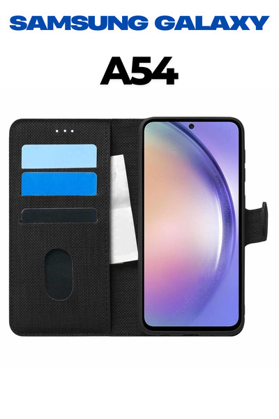 UPEKA Samsung Galaxy A54 Kılıf Kumaş Desenli Cüzdanlı Standlı Kapaklı Kılıf