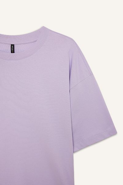 DeFacto Tricou cu mânecă scurtă din bumbac pieptănat simplu, cu mânecă scurtă, cu croiala largă, cu gât de bicicletă C0099AX25SP