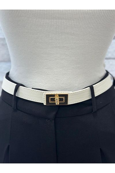 Tina Stitched Gold Buckle Women's Belt Trouser Belt Dress Belt Shirt Belt Coat Belt