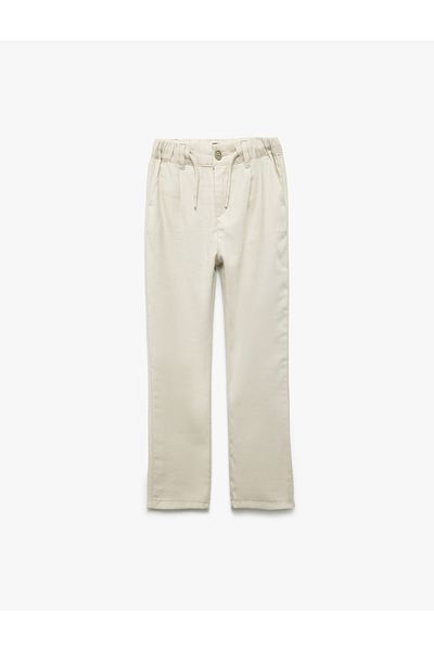 Koton Viscose Trousers with Adjustable Elastic Waist and Laces