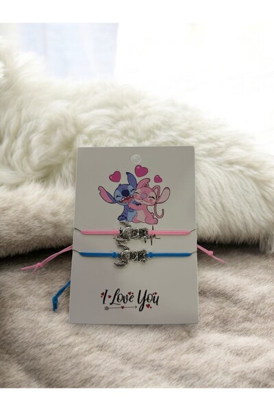 GLANZEND 2'li Disney Lilo ve Stitch Sevgili Bileklik Arkadaşlık Bileklik Best...