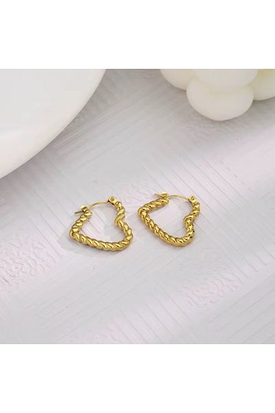 Siya Silver Steel Twirl Heart Earrings