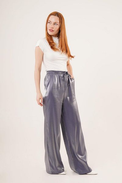 mrpurple Vibe Unico Shiny Look Pocketed Purple Wide Leg Trousers