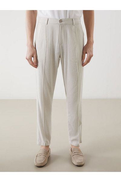 LC Waikiki Ανδρικό πλισέ παντελόνι Chino LCWAIKIKI Basic Standard Mold Linen Blend