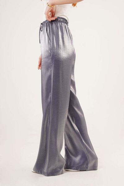mrpurple Vibe Unico Shiny Look Pocketed Purple Wide Leg Trousers
