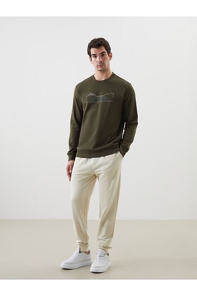 LC Waikiki Crew Neck Printed Men's Thick Sweatshirt