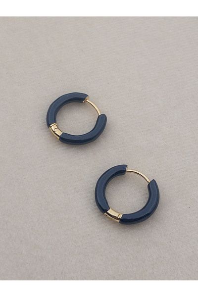 Siya Silver Colorful Enamel Gold Color Small Hoop Steel Earrings