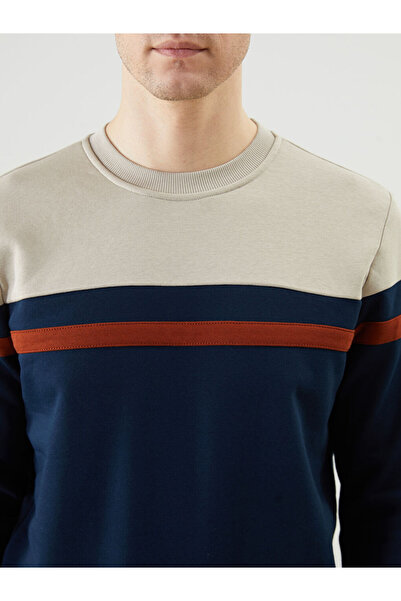 LC Waikiki Bisiklet Yaka Uzun Kollu Renk Bloklu Erkek Sweatshirt