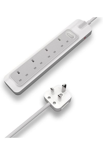RAFEED 3m 4 sockets Extension Lead, Surge Protection, 2990W, 13A