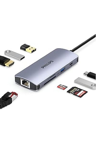 Mu Art Swr1608S Type-C to HDMI Rj45 Ethernet 3*Usb 3.0 Pd Tf Sd Card Reader Converter