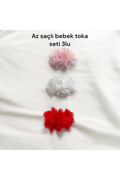 damlakidsmoda Kız bebek az saçlı bebek toka çiçek  3 lu toka seti
