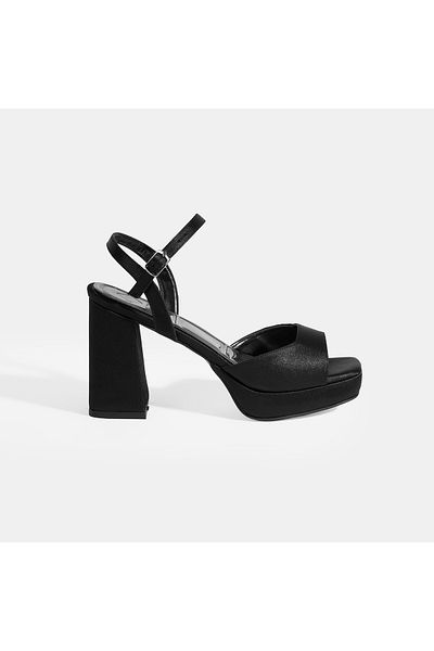 Desa Women's Black Buckle Detailed Slingback Heeled Evening Dress Shoes