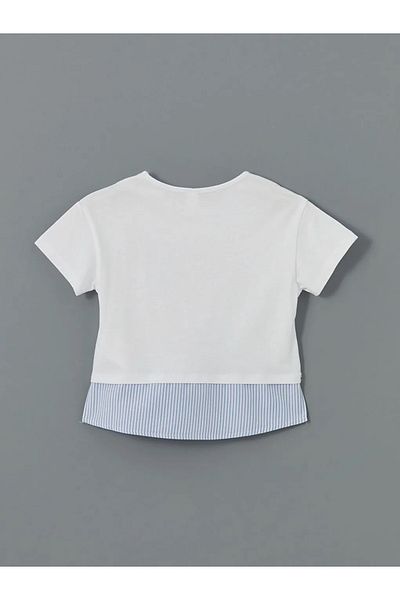 LC Waikiki LCW Kids Ecru Crew Neck Floral T-Shirt για κορίτσια
