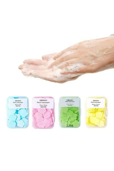 safestore 100 Sheets Perfumed Melting Mini Paper Soap Student Children School Disinfectant Hand Soap Camping Picnic