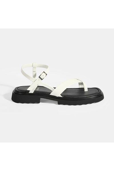 Desa Sandale din piele Flip Flop albe de damă