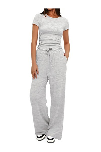 CAONNES Γυναικεία γκρι φαρδιά αθλητικά ρούχα, υψηλής ποιότητας, με άνετη εφαρ...