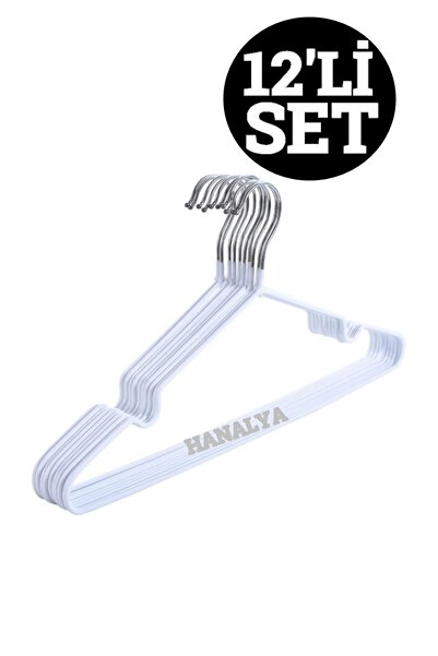 HANALYA Silikon Kaplı Tel Askı Kaydırmaz Askı Ince Tel Askı 12 Adet