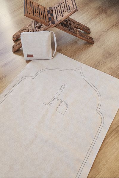 ALTINPAMUK Natural Plain 70x115 Covor de rugăciune simplu cu geantă Broderie cu geantă