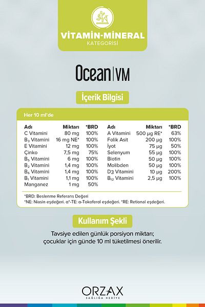 Ocean Vitamin and Minerol 150ml Orange Syrup - Vm