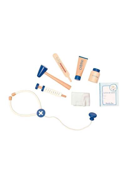 Moulin Roty Ahşap Doktor Aletleri Seti Çantalı Eğitici Rol Play Oyuncağı