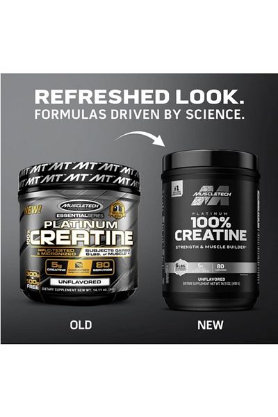 MUSCLETECH Platinum 100% Creatine Monohydrate Powder Boosts Strength, Muscle Power & Recovery 400g Unflavored
