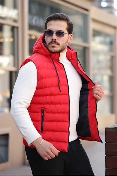 gm giyimarket Men's Seasonal Detachable Hooded Puffer Vest with Pockets