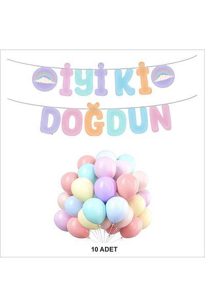 ZENVİVA Makaron Balloon+Banner Set