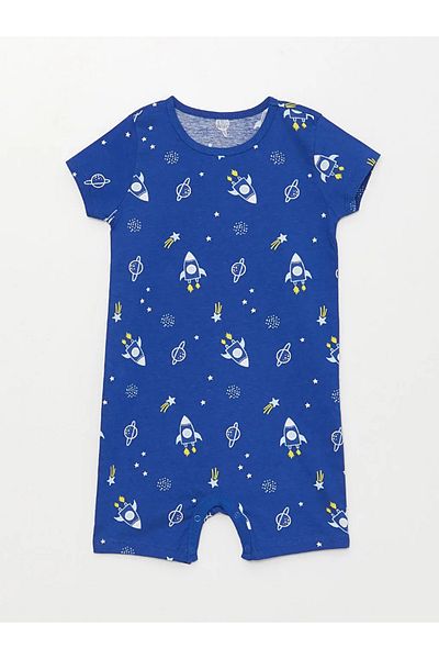 LC Waikiki Lcw Eco Yellow Crew Neck Short Sleeve Printed Baby Boy Rompers Pack of 2