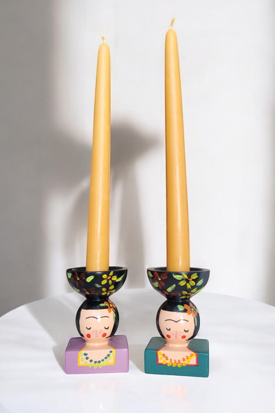 ARİENEL Dekoratif Mumluk Şamdan | Frida | 2'li Set | Çok Renkli | Unique | Ic...