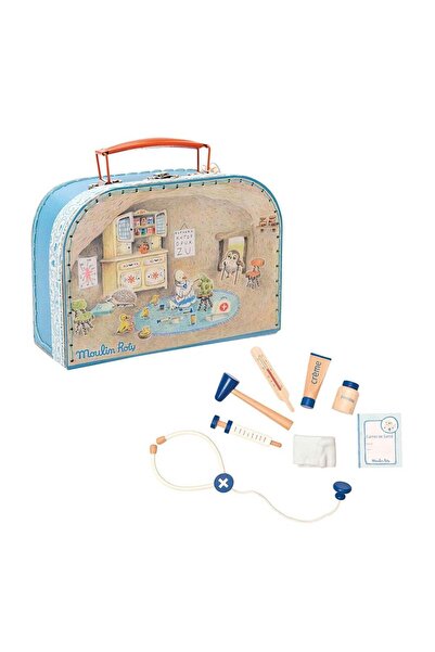 Moulin Roty Ahşap Doktor Aletleri Seti Çantalı Eğitici Rol Play Oyuncağı