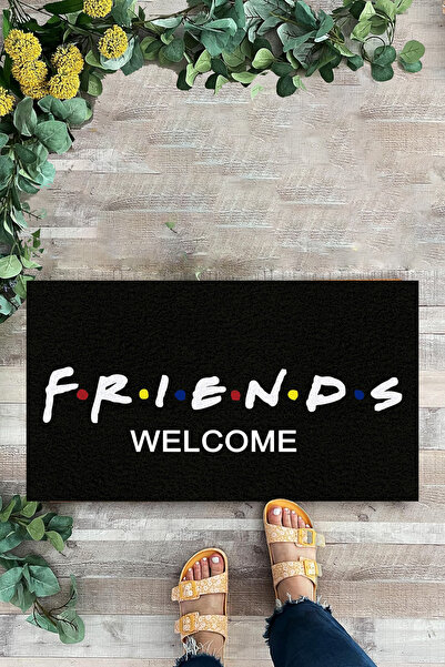 KARMAT Friends, Black Modern Digital Print, 70 X 45 Cm, Indoor and Outdoor Dowry Door Front Mat
