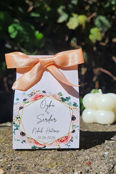 Atölye Mi Kartlı Kurdeleli Bubble Mum Nikah Şekeri Söz Nişan Hediyelik 10 Adet